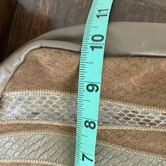 Vintage Mimo Sacs Tan Brown Patchwork Genuine Leather 80s Bag - Picture 6 of 10